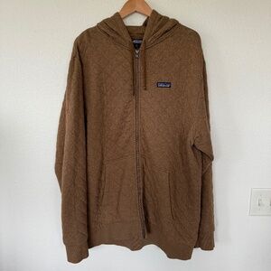 Patagonia Mens Organic Cotton Quilt Hoodie Zip Up Sweatshirt Deer Brown Size XL